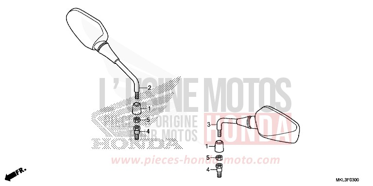 SPIEGEL von NC750X "Meca" GRAPHITE BLACK (NHB01) von 2020